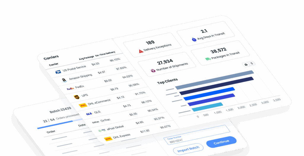 The iDrive TMS dashboard showing a wide range of carriers and rates to choose from, overview of client performance, and more